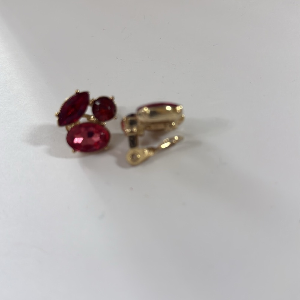 Anne Klein clip on earrings garnet stones. Matching bracelets and necklaces - Picture 3 of 5